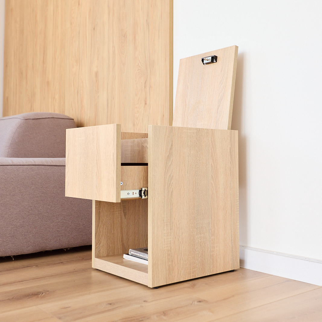 Stylish Nightstand with Hidden Locked Compartment – B34