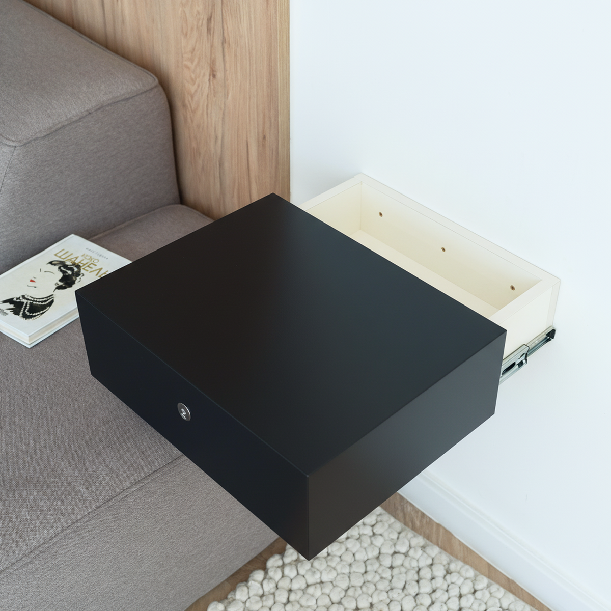 Floating Nightstand with Hidden Safe Drawer – A89