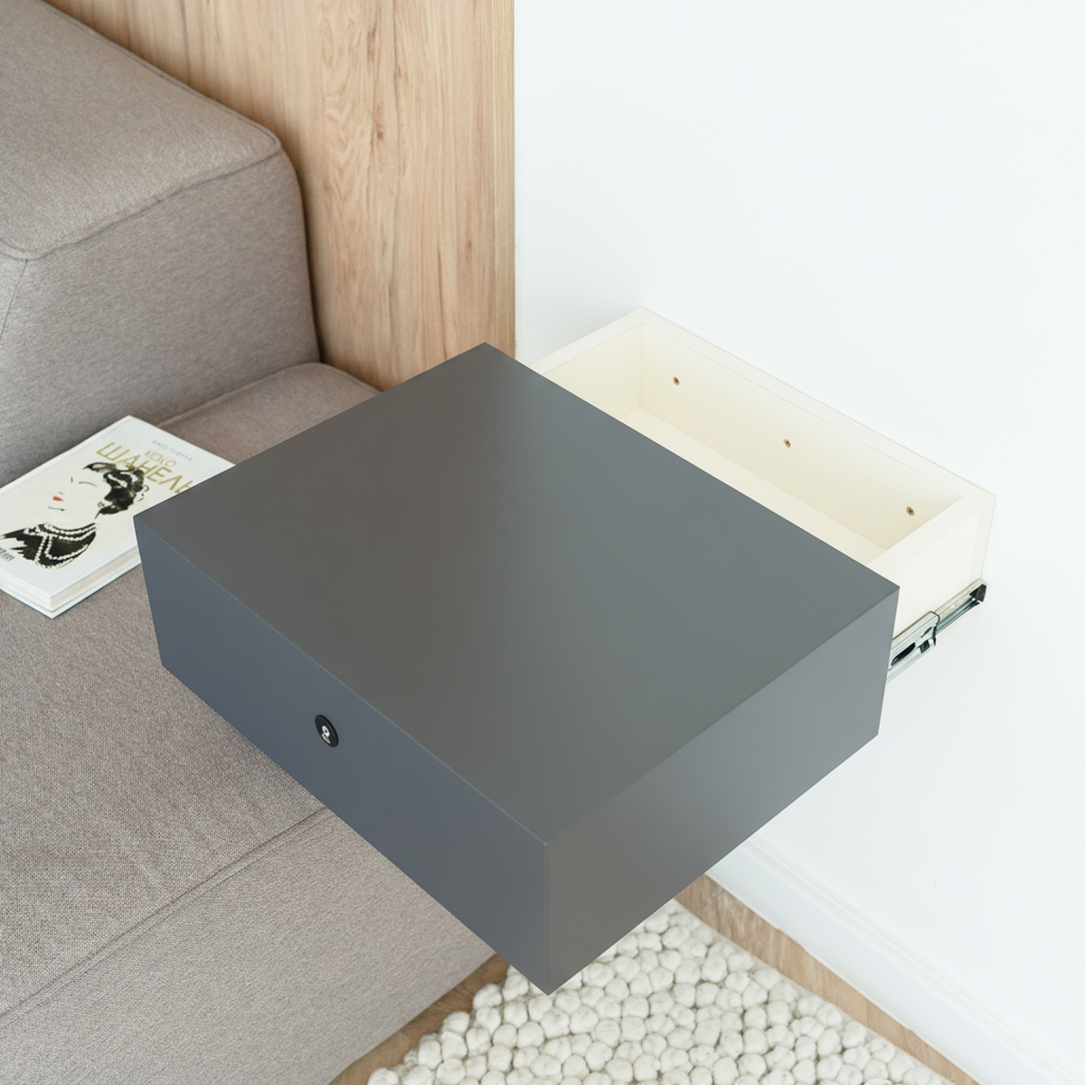 Floating Nightstand with Hidden Safe Drawer – A89