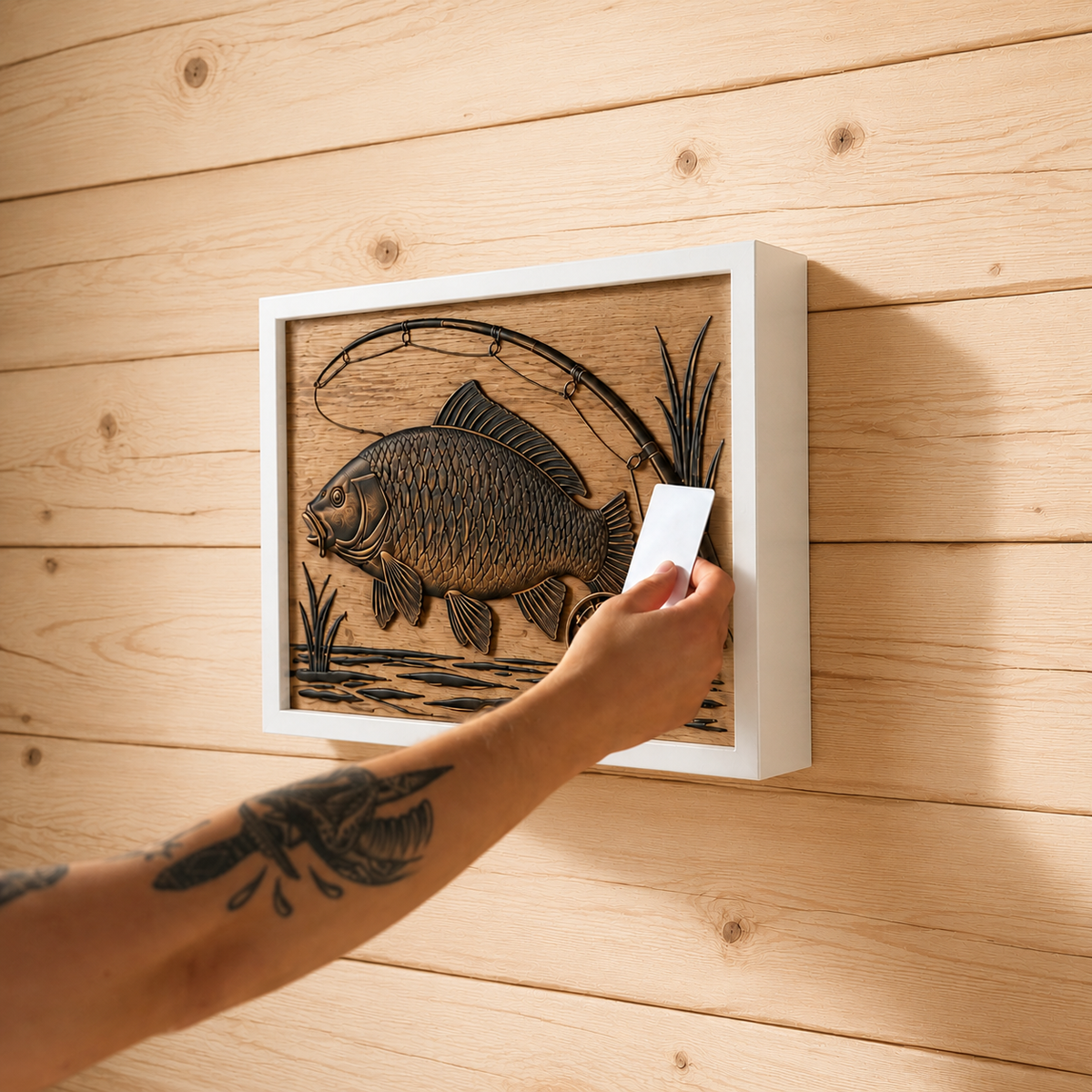 Fishing Wall Art with Hidden RFID Compartment for Anglers – D01