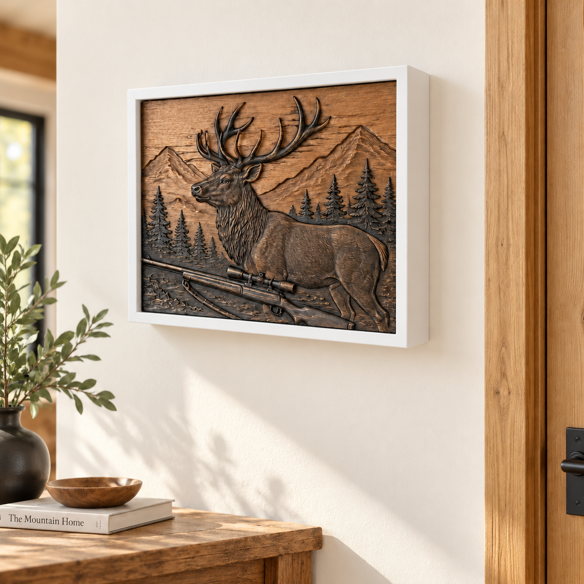 Hunting Wall Art with Deer & Hidden RFID Storage – D01