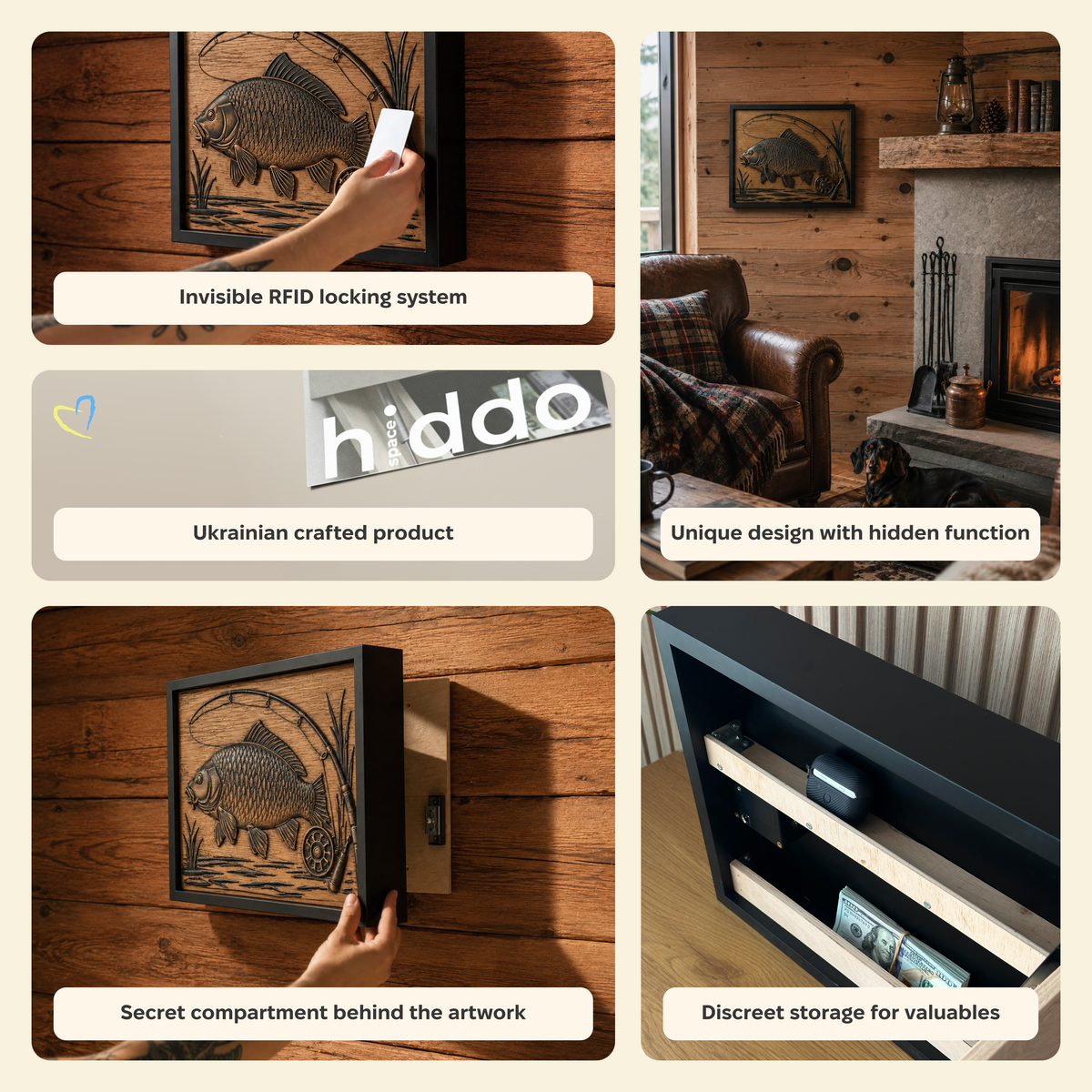 Fishing Wall Art with Hidden RFID Compartment for Anglers – D01