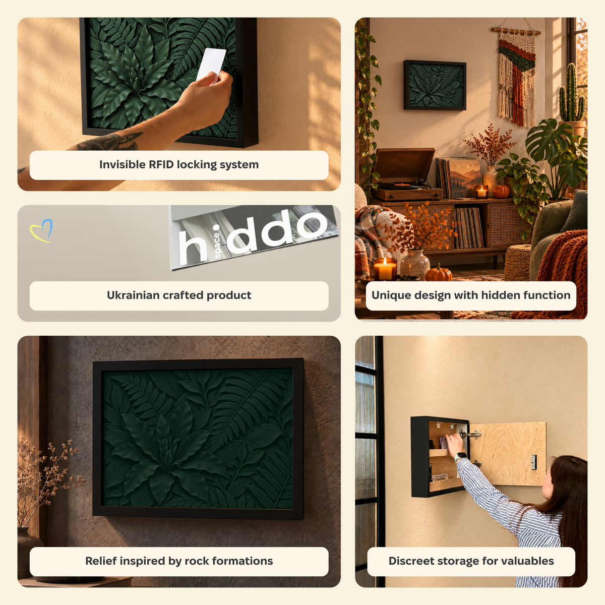 Dark Green Forest Wall Art Decor with Hidden RFID Storage – D01