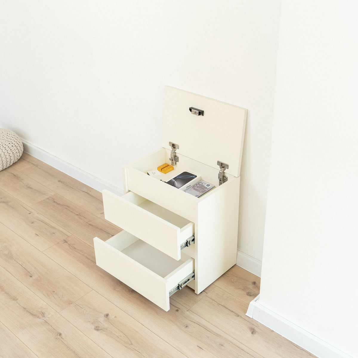 Black Nightstand with Hidden Secure Storage – B24