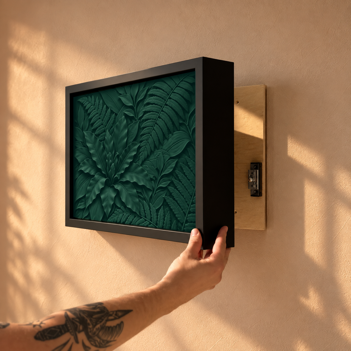 Dark Green Forest Wall Art Decor with Hidden RFID Storage – D01