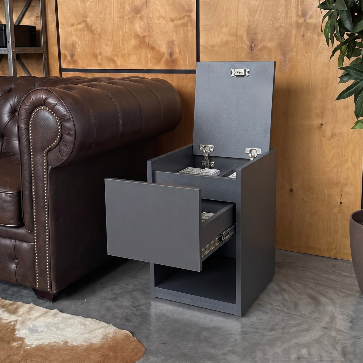 Stylish Nightstand with Hidden Locked Compartment – B34