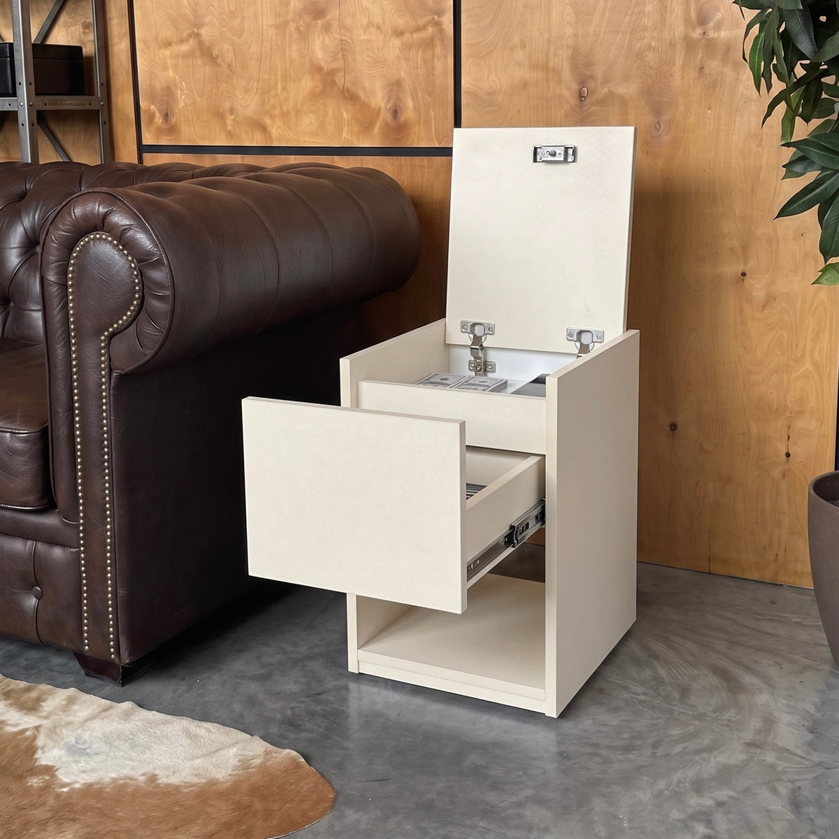 Stylish Nightstand with Hidden Locked Compartment – B34