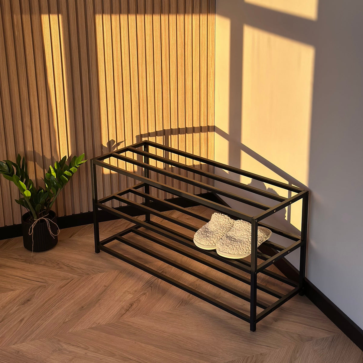 Compact 3-Tier Metal Shoe Rack – E02