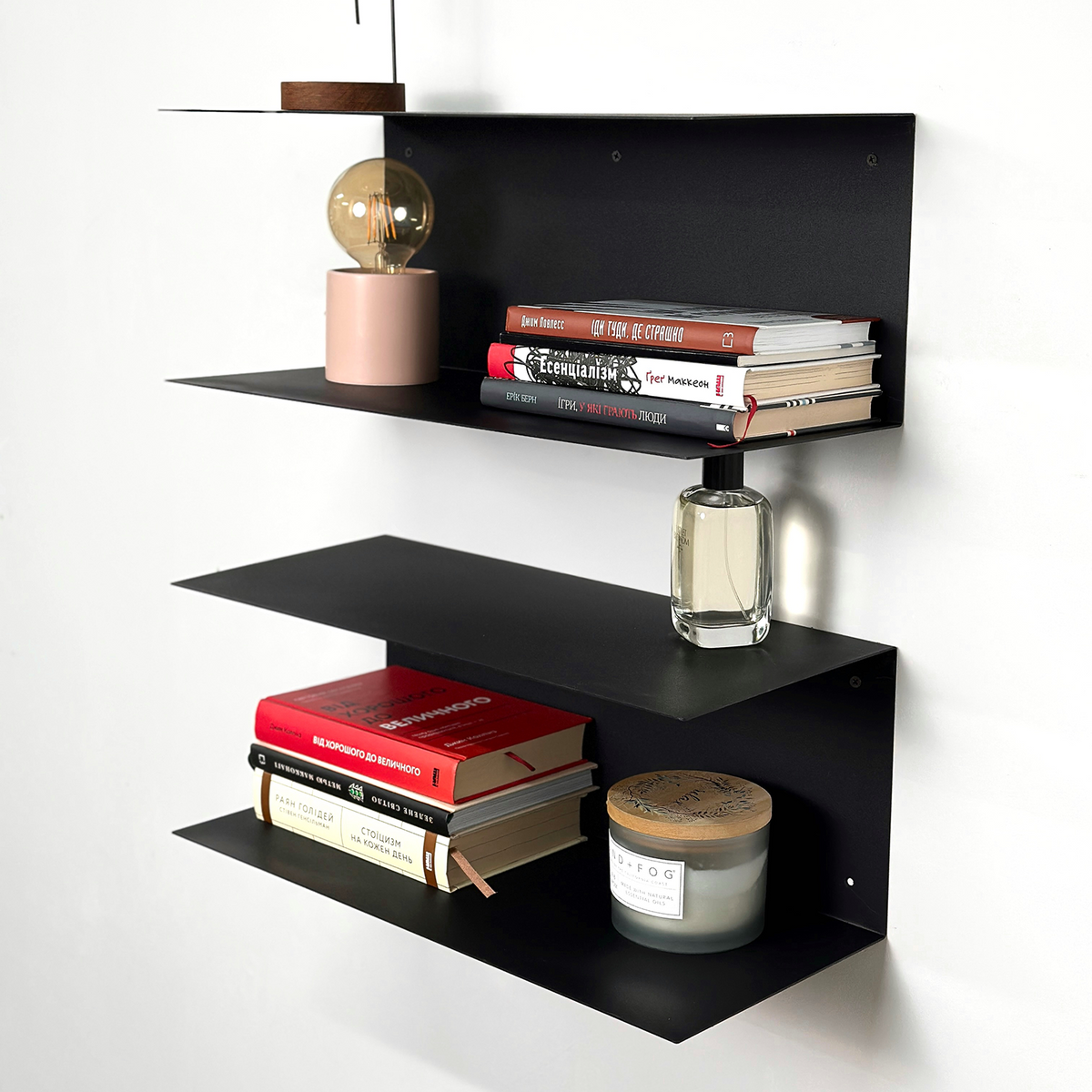 Minimalist Metal Wall Shelf – Two-Tier Steel Shelf M02