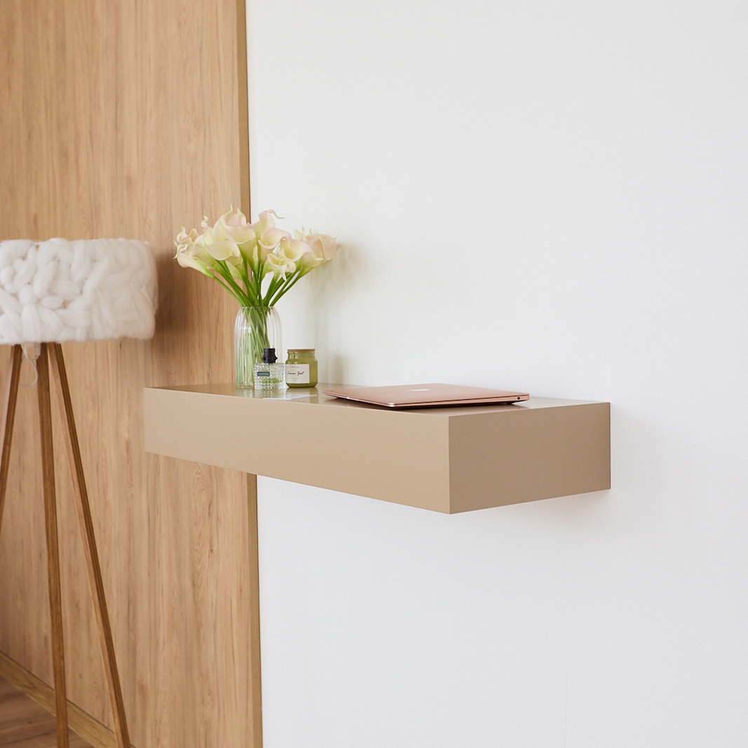 Floating Wall Table with Hidden RFID Drawer – A14