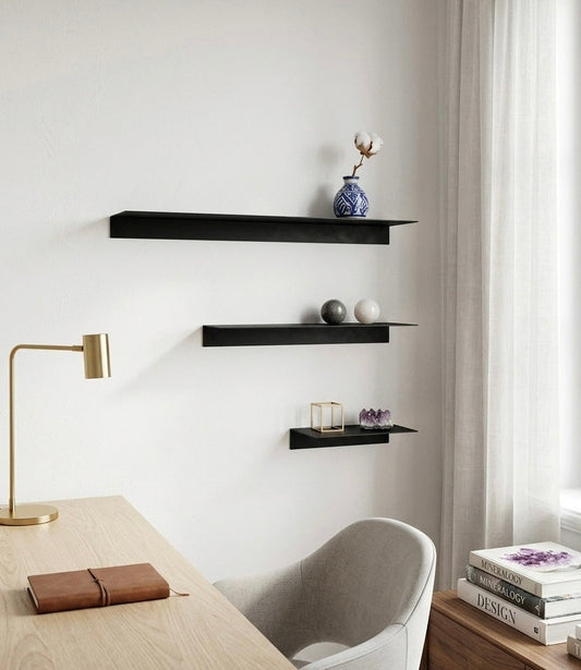 Minimalist Floating Metal Wall Shelf – Powder-Coated Steel