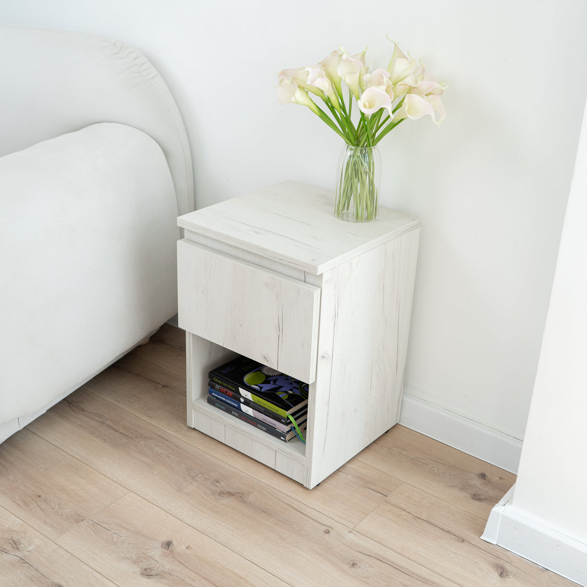 Narrow Nightstand with Two Hidden Compartments and RFID Lock – B38