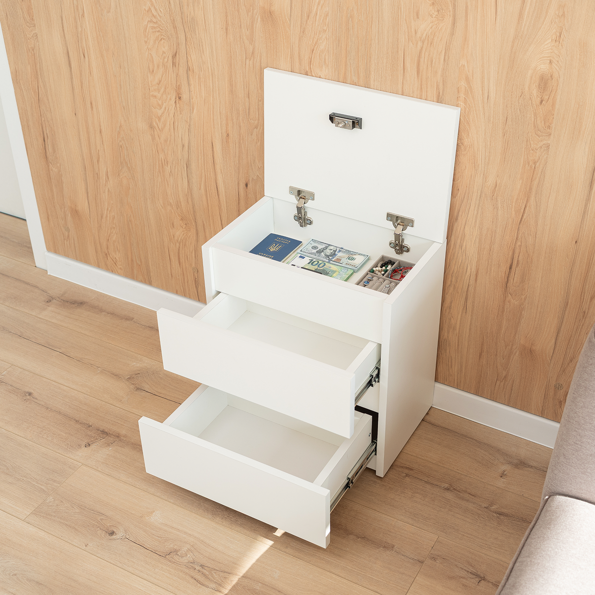 Bedside table with Hidden Compartment – B24