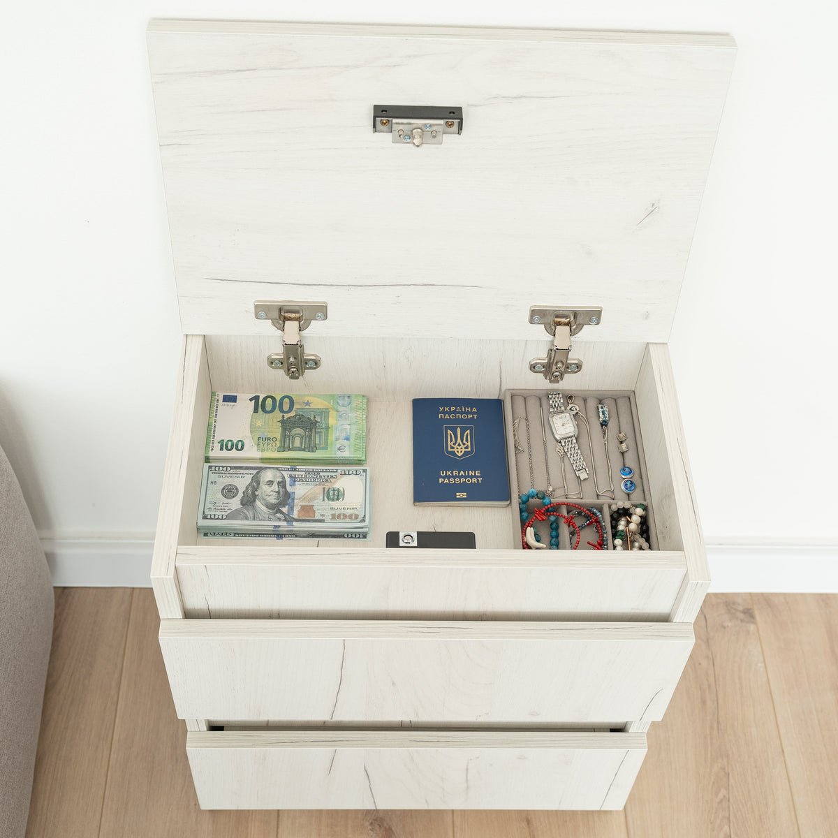 Bedside table with Locked Hidden Storage – B24