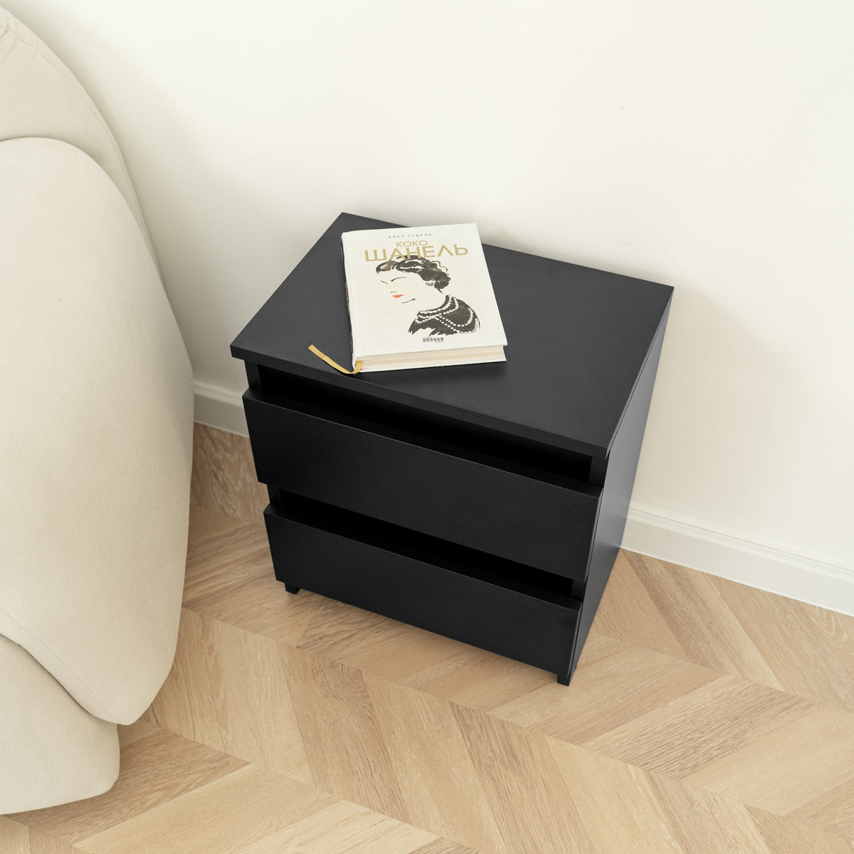 Black Nightstand with Hidden Secure Storage – B24