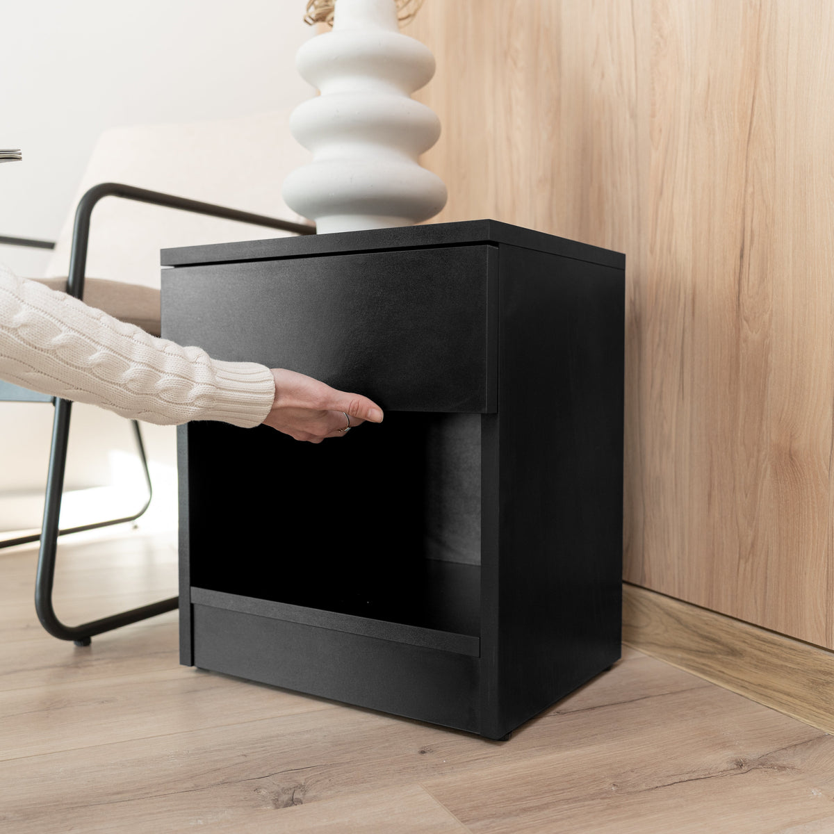Smart Nightstand with Fingerprint Lock Drawer – B32
