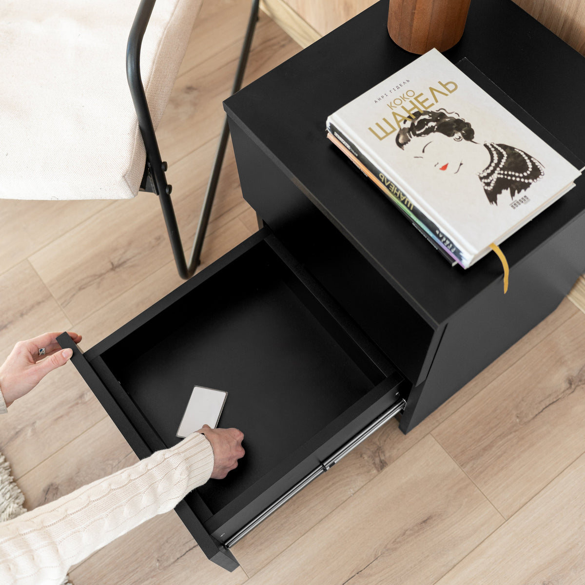 Bedside table with Two Hidden Drawers – B30