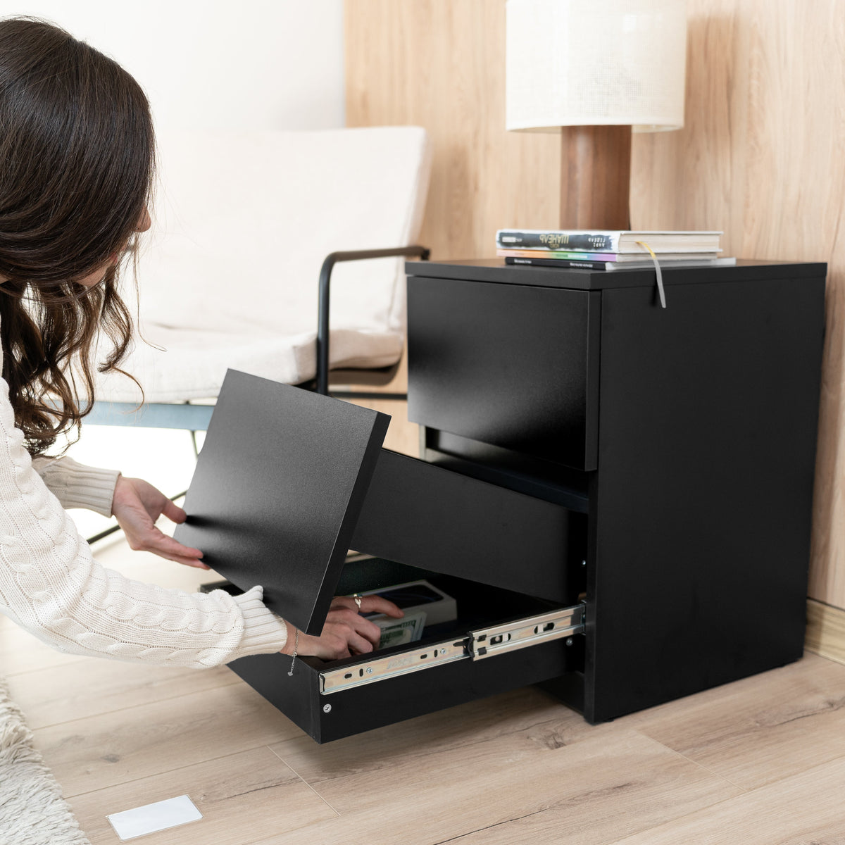 Bedside table with Two Hidden Drawers – B30