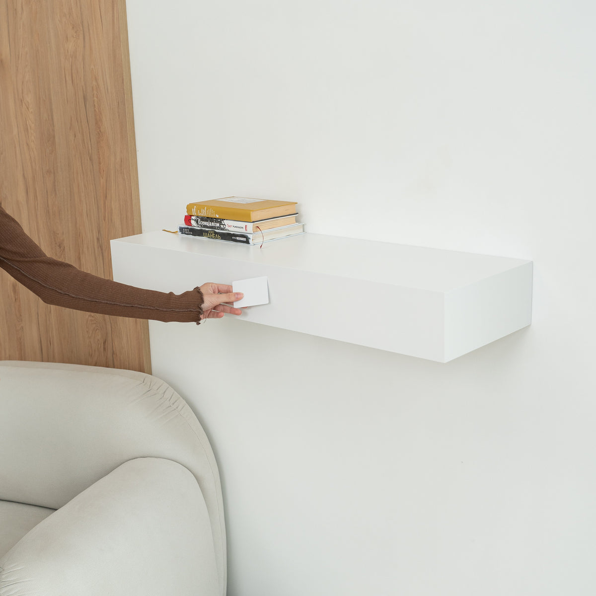 Floating Shelf with Hidden Drawer and RFID Lock – A14