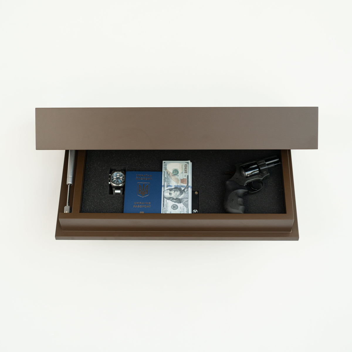 Floating Shelf with Hidden Compartment and RFID Lock – A12