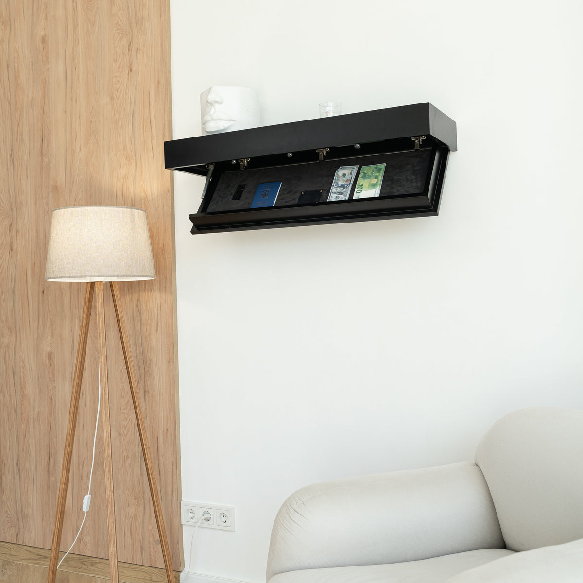 Floating Shelf with Hidden Drawer and RFID Lock – A12