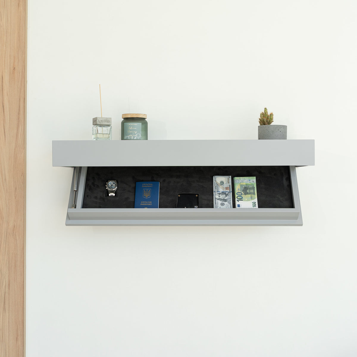 Wall Shelf with Concealed Storage and RFID Lock – A12