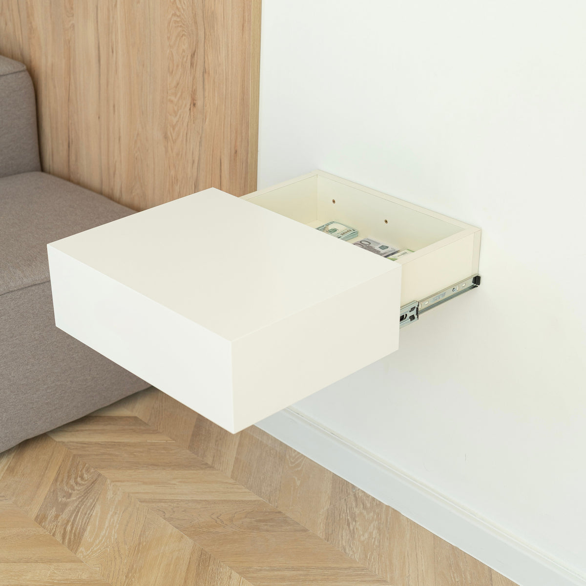 Floating Nightstand with Hidden Safe Drawer – A89
