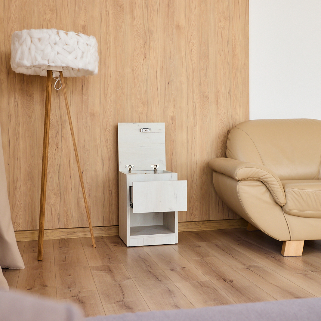 Narrow Nightstand with Two Hidden Compartments and RFID Lock – B38