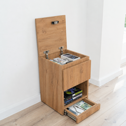 Narrow Nightstand with Two Hidden Compartments and RFID Lock – B38