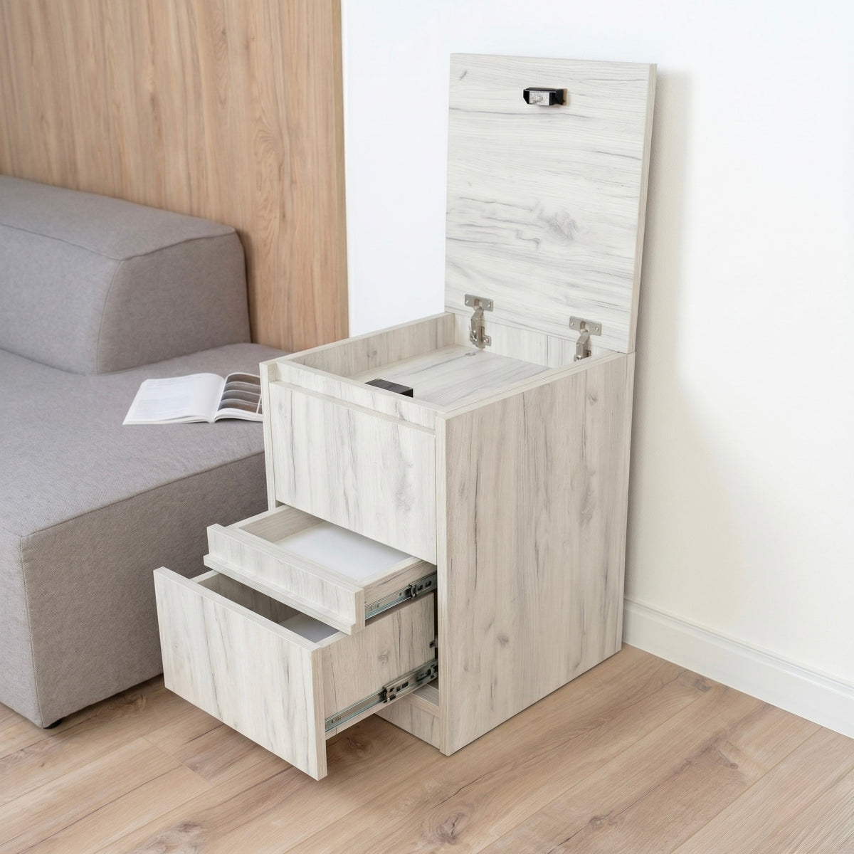 Bedside table with Locked Hidden Storage – B26