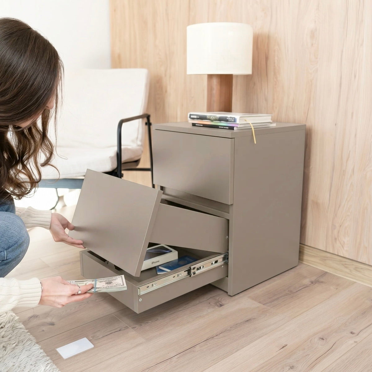 Bedside table with Two Hidden Drawers – B30