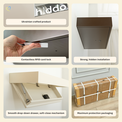 Wall Shelf with Concealed Storage and RFID Lock – A12