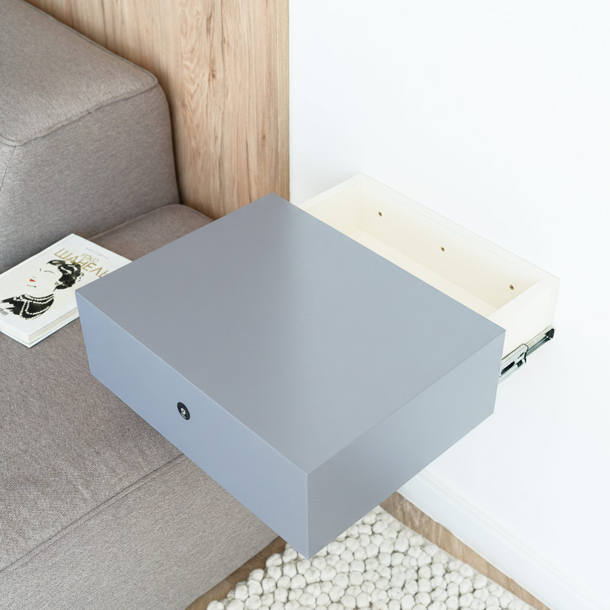 Floating Nightstand with Hidden Safe Drawer – A89