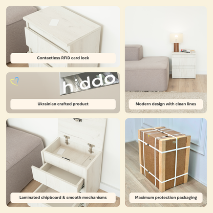 Bedside table with Locked Hidden Storage – B24