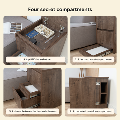 Bedside table with Locked Hidden Storage – B26