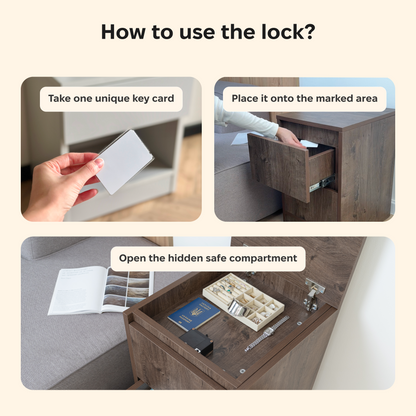 Bedside table with Locked Hidden Storage – B26