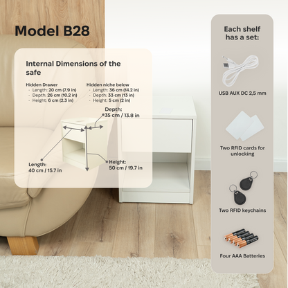 Nightstand with Two Secret Compartments – B28