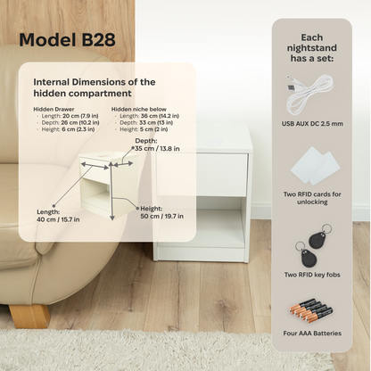 Bedside table with Two Hidden Compartments – B28