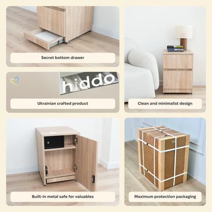 Modern Nightstand with Hidden Metal Safe and RFID Lock – B36