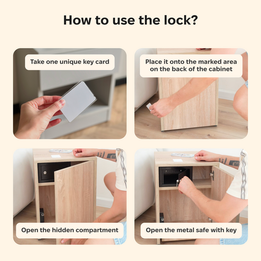 Modern Nightstand with Hidden Metal Safe and RFID Lock – B36