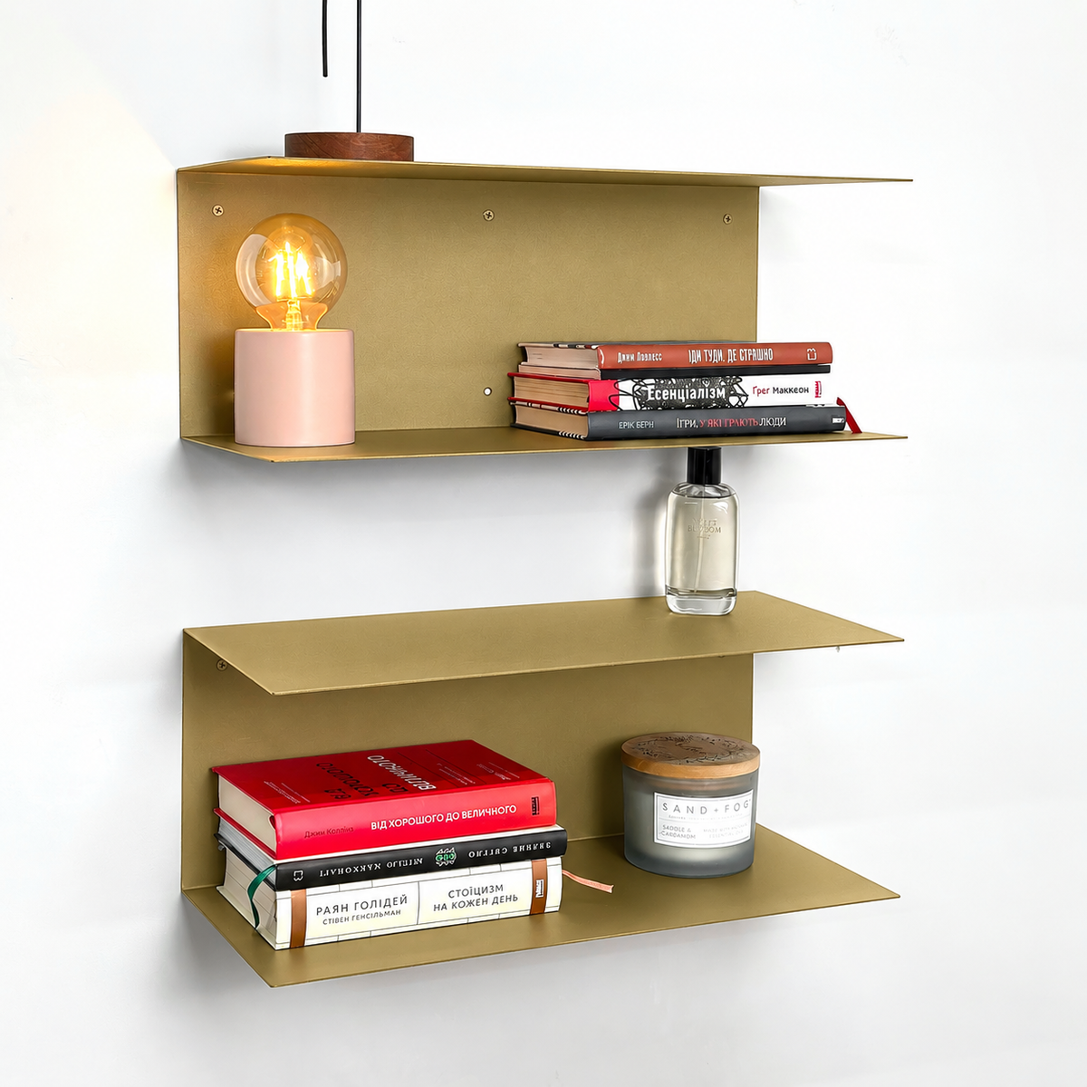 Minimalist Metal Wall Shelf – Two-Tier Steel Shelf M02