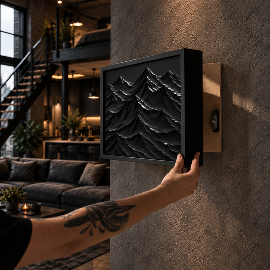 Black Rocks Wall Art Decor with Hidden RFID Storage – D01