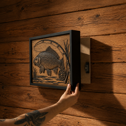 Fishing Wall Art with Hidden RFID Compartment for Anglers – D01