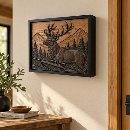 Hunting Wall Art with Deer & Hidden RFID Storage – D01