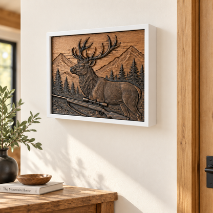 Hunting Wall Art with Deer & Hidden RFID Storage – D01