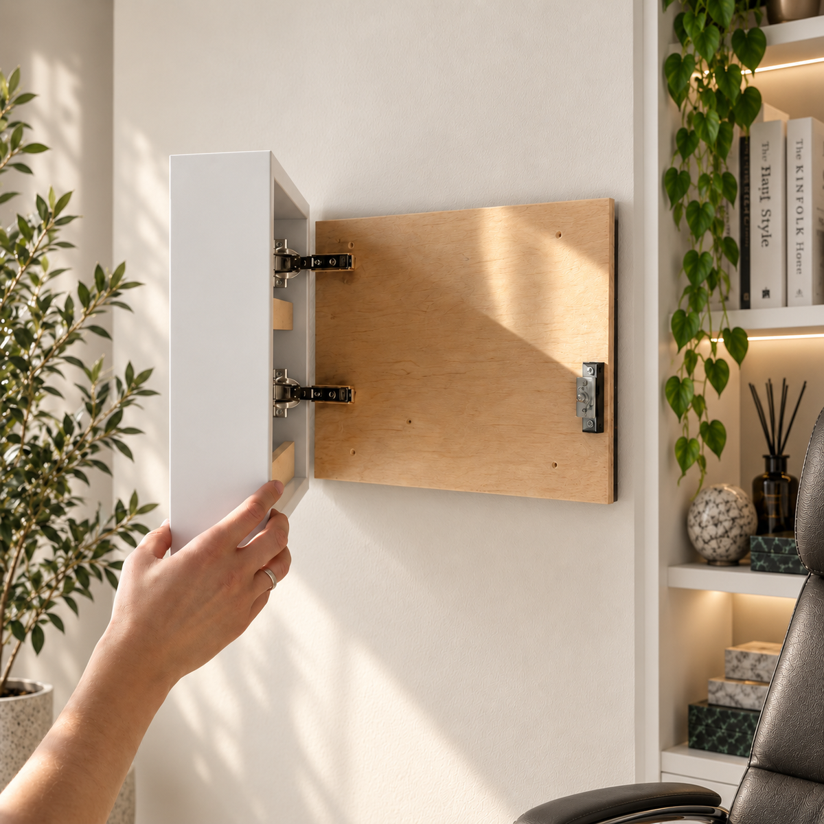 White Wall Art Decor Wind with Hidden RFID Storage – D01