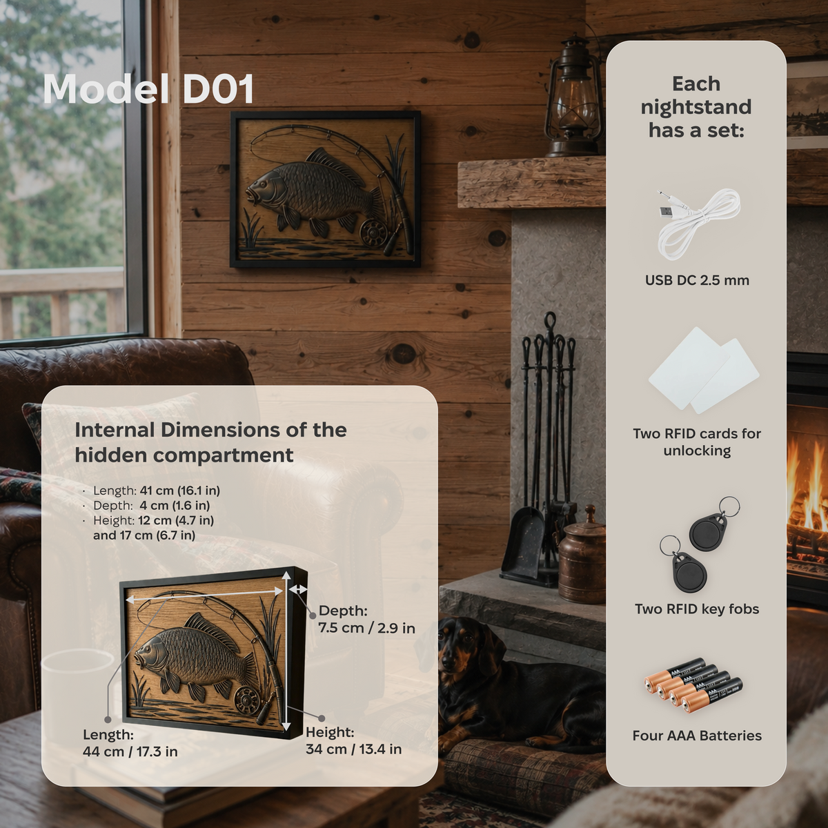 Fishing Wall Art with Hidden RFID Compartment for Anglers – D01