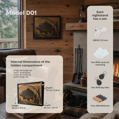 Fishing Wall Art with Hidden RFID Compartment for Anglers – D01