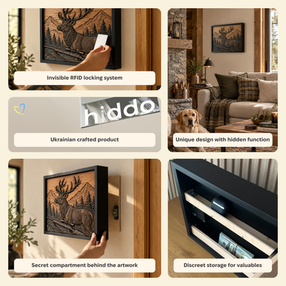 Hunting Wall Art with Deer & Hidden RFID Storage – D01