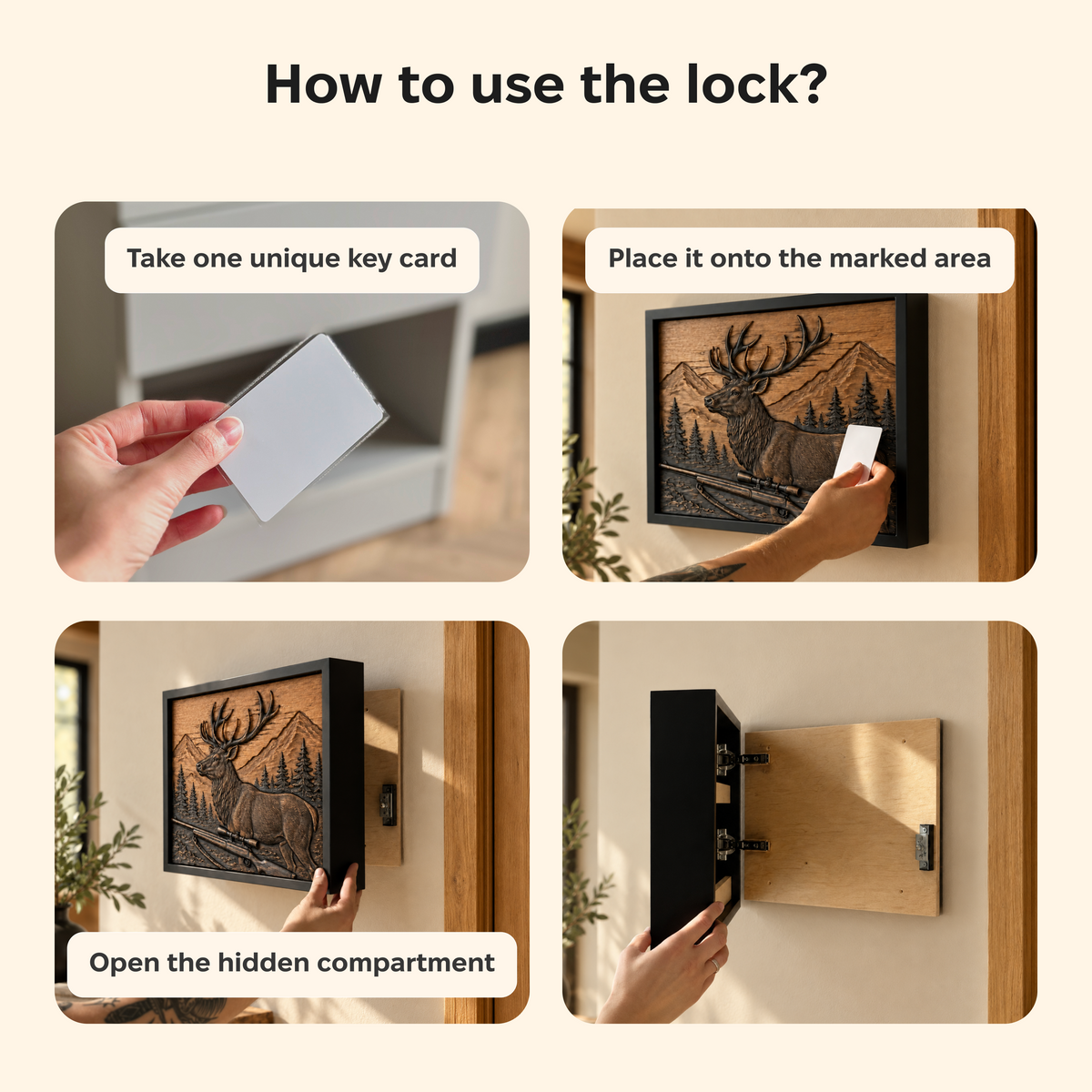 Hunting Wall Art with Deer & Hidden RFID Storage – D01